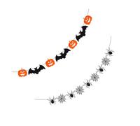 MAJORMENCH 2 Pièces Guirlande Halloween Feutre Citrouilles et Chauves Souris Décorations Suspendues Résistantes pour Fête Intérieure et Extérieure
