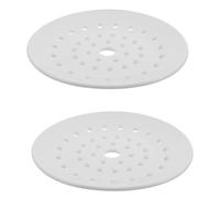 MAJORMENCH 2 Pièces Plaque de Cuisson Vapeur en Céramique Blanche Résistante Chaleur pour Micro-ondes, Plateau Élégant Anti-débordement, Préparation Quotidienne des Buns et Poissons