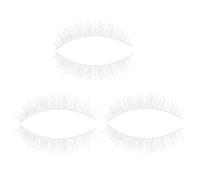MAJORMENCH 3 Paires de Faux Cils Blancs Courts Naturels Croisés, Extensions de Cils Cosmétiques en Fibres Synthétiques, Maquillage Halloween et Bal Masqué, Look Lumineux et Séduisant