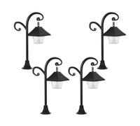 MAJORMENCH 4 Pièces Lampadaire Vintage Noir pour Maison de Poupée Éclairage LED Intégré, Fonction Plug and Play, Dimensions 14,3x8x4,4cm, pour Maquettes de Rue et Ruelles