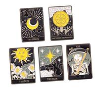 MAJORMENCH 5 pièces Lot de Broches Tarot Émaillées Créatives pour Vêtements Sacs et Chapeaux Accessoires Unisexes Alliage Décoration Mode pour Femmes et Amis