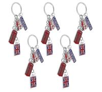 MAJORMENCH 5 Pièces Porte-clés avec Cabine Téléphonique Thème Londres en Alliage de Zinc Léger et Fonctionnel et Souvenirs de Voyage Accessoire pour Clés de Voiture