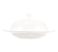 MAJORMENCH Assiette en Céramique Blanche Compatible Lave-vaisselle Couvercle de Dôme, Élégante et Simple, pour Servir des Amuse-bouches
