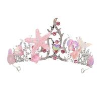 MAJORMENCH Bandeau de Sirène Rose en Métal et Résine Coquillages Scintillants, Accessoire Confortable pour Cheveux, pour Fêtes et Anniversaires