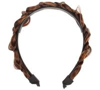 MAJORMENCH Bandeau Tressé en Cheveux Synthétiques avec Dents Antidérapant, Serrage-tête Style Tresse Épi de Blé Couleur Châtain Clair, Accessoire Coiffure Femme pour Maquillage et Soin