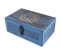 MAJORMENCH Boîte à Bijoux en Bois Bleu Faite Main Sculpture Arbre de Vie, Rangement Polyvalent pour Bijoux, Style Antique Élégant, Usage Quotidien