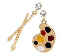 MAJORMENCH Boucles D’Oreilles Pinceau Pendantes en Métal Vintage Boucles D’Oreilles D’Artiste Asymétriques pour Femmes Présents pour Enseignantes et Étudiantes en Artistique