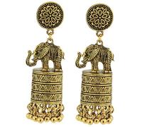 MAJORMENCH Boucles Oreilles Éléphant Bohème Ethnique Pendantes avec Glands Vintage pour Femmes Style Tribal Accessoire de Mode et Raffiné