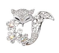 MAJORMENCH Broche Renard en Alliage Zircon, Épingle à Pull Confortable et Pratique, Accessoire Créatif la Mode pour Ornement Femme, pour Noël Saint-valentin