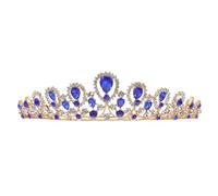 MAJORMENCH Couronne Baroque Élégante Bleue en Alliage Strass, Accessoire Cheveux Léger et Confortable pour Mariée ou Soirée Festive