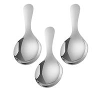 MAJORMENCH Ensemble de 3 Petites Cuillères à Café en Acier Inoxydable Argenté, Design Ergonomique et Forme Ronde, pour Usage Domestique et Voyage