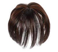 MAJORMENCH Frange à Clipser en Cheveux Synthétiques 15 CM Couleur Brun Foncé Postiche Invisible sans Couture Légère et Respirante Usage Quotidien et Cosplay