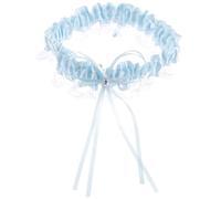 MAJORMENCH Jarretière Bleue en Dentelle Nœud Satinée Élégante pour Mariée, Accessoire de Jambe pour Occasions Mémorables et Fiançailles