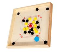 MAJORMENCH Jeu de Société et Jetons avec Surface Antidérapante en Bois Beige pour Divertissement Familial en Intérieur