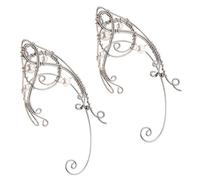 MAJORMENCH Lot de 2 Boucles d'Oreilles Manchette Elfes sans Perçage Crochet d'Oreille en Métal Rétro Accessoires Mode Femme Bijoux Vintage Fantaisie pour Cosplay et Usage Quotidien