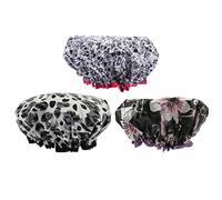 MAJORMENCH Lot de 3 Bonnets Satin et Peva pour Femmes, Double Couche Imperméable, Réutilisables et Légers, pour Spa et Quotidienne
