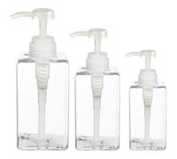 MAJORMENCH Lot de 3 Flacons Distributeurs Rechargeables pour Shampooing et Lotion en Petg et PP, Capacité 250ml 450ml 650ml, Design Simple et Délicat pour Usage Domestique