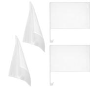 MAJORMENCH Lot de 4 Drapeaux à Piquer Blancs 30x45 Cm Bâtons 43 Cm, Mini-drapeaux de Supporters Personnalisables DIY pour Événements Sportifs et Décoration Extérieure