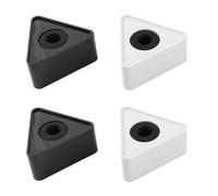 MAJORMENCH Lot de 4 Drapeaux de Microphone Triangulaires en Abs, 2 Blancs et 2 Noirs, Station de Logo Micro Portable Mousse Anti-chocs, Accessoires Professionnels pour Interview