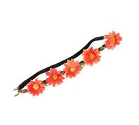 MAJORMENCH Lot de 5 Bandeaux à Fleurs Hawaïens en Cuir Orange, Couronne de Tournesol Boho, Accessoires pour Cheveux Faits Main, pour Événements à Thème Tropical
