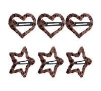 MAJORMENCH Lot de 6 Barrettes à Cheveux en Peluche Motif Léopard Coréen, Pinces Ajourées Cœur et Étoile, Accessoires Mignons pour Filles, Maintien Frange et Mèches Rebelles, Usage Quotidien