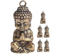 MAJORMENCH Lot de 6 Porte-clés Bouddha en Laiton Rétro, Breloques Pendentif de Style Vintage Fond Plat, Décoration pour Salon ou Bureau, Souvenir Élégant