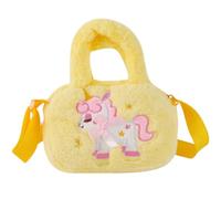 MAJORMENCH Paquet à Main Licorne en Peluche Jaune pour Garçon et Filles Paquet Bandoulière Adorable Bretelles Réglables Carré Léger pour Filles Présent Anniversaire et Usage Quotidien