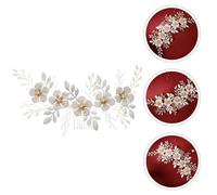 MAJORMENCH Peigne Décoratif pour Cheveux Blanc à Fleurs, Accessoire de Coiffure Élégant en Cristal, 1 Pièce, Bandeau de Mariée Chic pour Robe Cérémonie, Déco Mariage et Fête