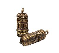 MAJORMENCH Pendentif Bouddhiste en Laiton Doré 2pcs Formule Sacrée à Six Mots, Léger et Pratique pour Clés, pour Amis Pratiquant le Bouddhisme