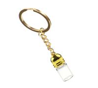 MAJORMENCH Porte-clés Pendentif Bouteille en Verre Transparent Petit, Flacon Parfum Portable Bouchon Doré, Petit Porte-clés Décoratif Multifonction pour Huiles Essentielles et Accessoires