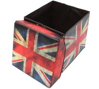 MAJORMENCH Pouf Ottoman Pliable avec Rangement Grand Volume Tabouret Multifonction pour Salon Chambre Design Rétro Motif Drapeau Britannique Banc Compact et Résistant