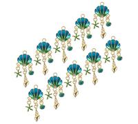 MAJORMENCH Seashell Pendants 10Pcs Alloy Bleu DIY Charms for Collier Making and Boucles d'Oreilles Handmade Accessories Ocean Shell Shape