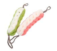 MAJORMENCH Serviette Exfoliante Longue pour Corps, Lot de 2 Pièces en Pe Doux, Double Couleur Vert et Orange, Riche en Mousse, Séchage Rapide, pour Soin Exfoliant Peau