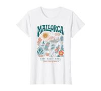 Majorque 2026 Tenue Majorque 2026 T-Shirt Graphique avec Valeur, Femme, Blanc, XS