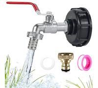 MAJOYLIFE Robinet Cuve 1000l IBC,1/2" Adaptateur Cuve,Robinet Recuperateur eau de Pluie de 1000 Litres,Kit D'accessoires pour Réservoir Avec Vanne de Sortie en Laiton Massif