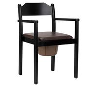 MaJSL DUHA Chaise percée hygiénique en bois de qualité supérieur - Seau amovible avec couvercle - Aide aux toilettes certifiée (noir)