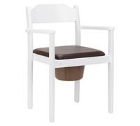 MaJSL Duha Chaise percée hygiénique en bois de qualité supérieure - Seau amovible avec couvercle - Aide aux toilettes certifiée (blanc)
