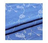 MaJu Tissu Denim Coton Jacquard Tissu Denim Lavé Matière Textile pour Jean, Robe, Chemise, Décoration Intérieure (Largeur: 1,6 m)(Color:Bleu)
