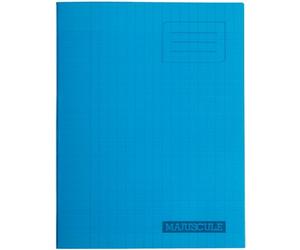 Majuscule-cahier - Bloc Notes - Grand carreaux papier - 17 x 22 cm - 96 pages - 90 g/m² - Bleu avec couverture polypropylène