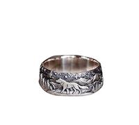 Majuscules Bijoux homme et ring rétro Anneau femme Wolf accessoire de Crochets Fournitures Bijoux (Silver9, A9)