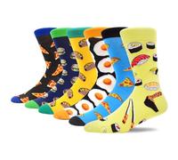 MAKABO Chaussettes colorées amusantes pour homme en coton avec motif, 6 paires de chaussettes avec motif nourriture, 43-46