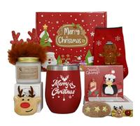 Makachen Cadeaux de Noël pour femme, cadeaux de Noël pour amis, coffret cadeau relaxant pour le bain, bougies parfumées, gobelet à vin isotherme, coffret cadeau pour femme, maman, meilleure amie, sœur