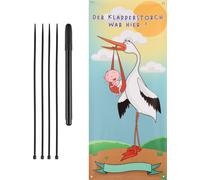 Makai Baby Banner affiche verticale pour naissance cigogne cadeau 70 x 160 cm affiche pour balcon jardin à accrocher à la maison personnalisable pour enfant cadeau avec cigogne le Klapperstorch était 
