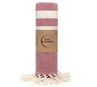 Makai Drap de hammam 100% coton Pestemal Serviette XXL 95x200cm Drap de plage Drap de sauna Couverture douillette Couverture de bain Couverture de pique-nique Drap de yoga Drap de douche (rouge merlot
