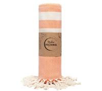 Makai Drap de hammam 100% coton Pestemal Serviette XXL 95x200cm Drap de plage Drap de sauna Drap de bain Couverture de pique-nique Drap de yoga Drap de douche (pêche orange)