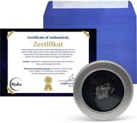 Makai véritable météorite étoile filante corps céleste Campo del Cielo d'Argentine avec certificat d'authenticité carte cadeau y compris boîte en fer blanc avec fenêtre dans un emballage durable comme