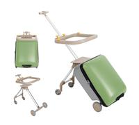 Makamsui Bagage à roulettes pivotantes pour enfants avec roues rotatives, valise à roulettes rigide de 50,8 cm, bagage de voyage à roulettes avec siège enfant, chariot de poussette amovible, bagage