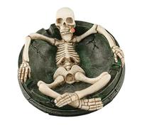 Makamsui Cendrier en résine en forme de tête de mort - Cendrier en forme de tête de mort humaine - Cendrier d'Halloween - Figurine en résine - Plateau de rangement - Décoration de bureau - Cadeau de