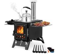 Makamsui Réchaud de camping portable pliable pour le chauffage et la cuisine en plein air, pêche sur glace, chasse, camping avec tuyaux noirs