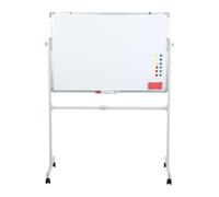 Makamsui Tableau blanc mobile double face avec support, 91,4 x 61 cm, tableau blanc à roulettes effaçable à sec pour salle de classe, bureau, avec 5 marqueurs, 12 clous magnétiques et 1 gomme blanche